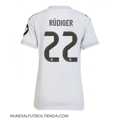 Camiseta Real Madrid Antonio Rudiger #22 Primera Equipación Replica 2025-26 para mujer mangas cortas